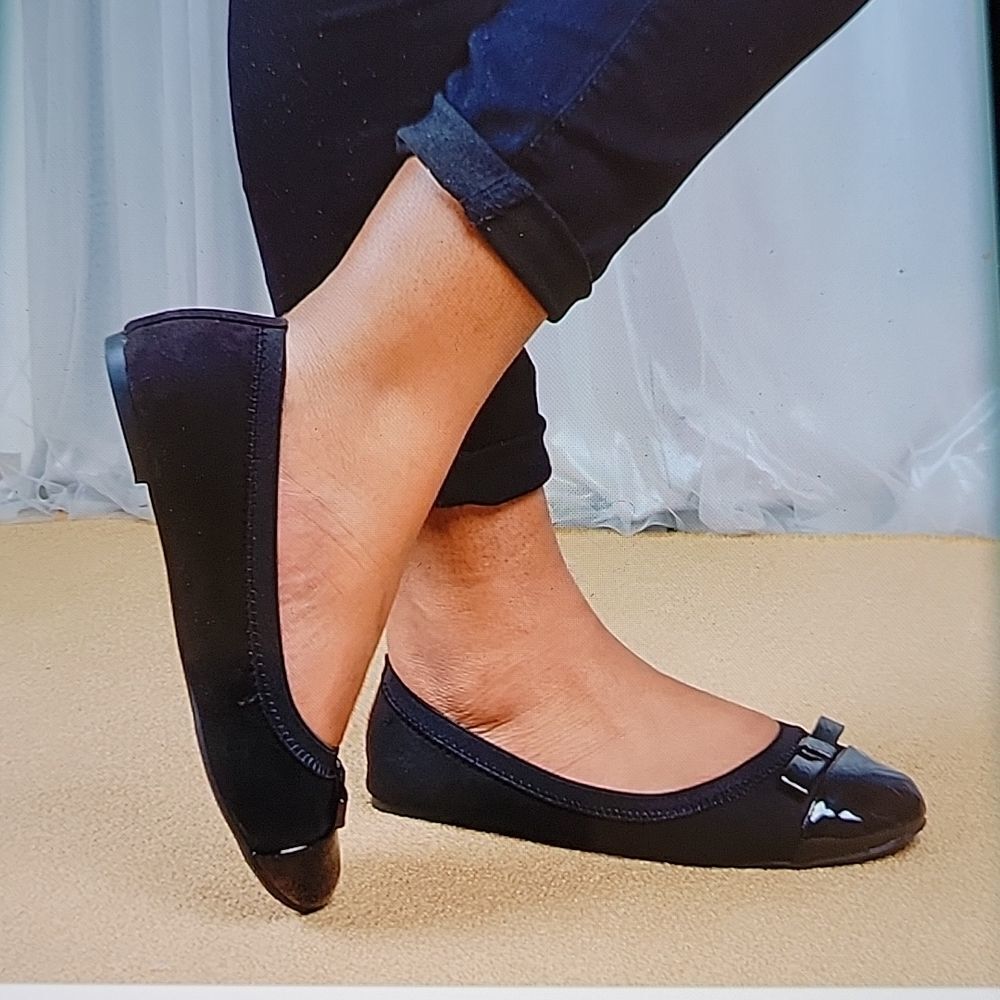 BLACK MOLECA LOW WEDGE STYLE FLAT SHOES